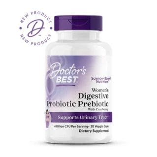 Doctor's Best Women's Digestive Probiotic Prebiotic With Cranberry, 4 Billion CFU Per Serving, 30 Veggie Caps in Pakistan