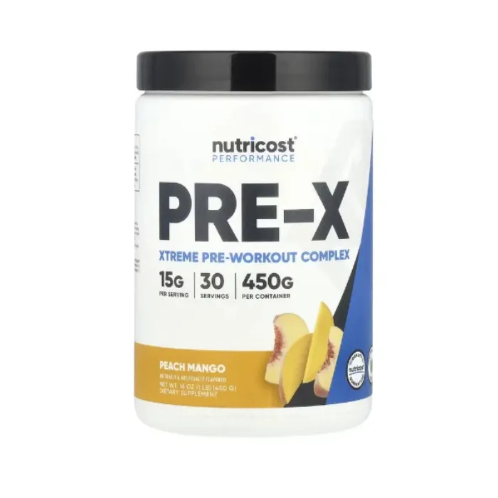 Nutricost, Performance, Pre-X, Xtreme Pre-Workout Complex, Peach Mango, 1 lb (450 g) in Pakistan